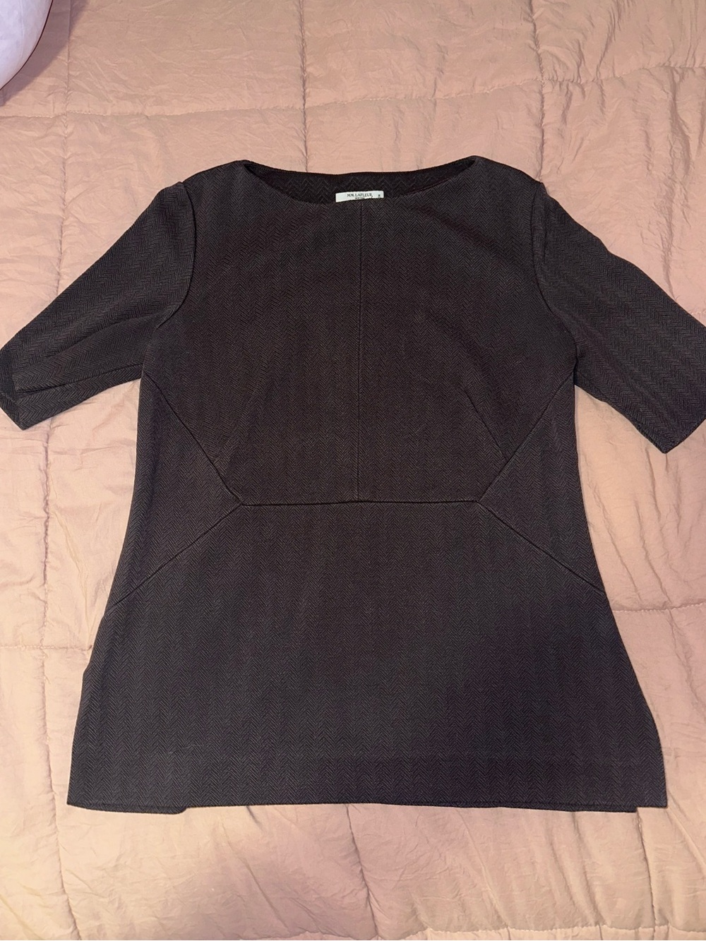 MM Lafleur Black Short-Sleeve Tunic with Seamed Panels